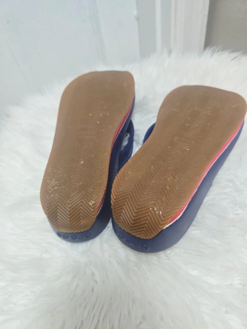 Crocs Croslite Wedge Platform Thong Sandals Flip-flop Women's Blue Red Size 10